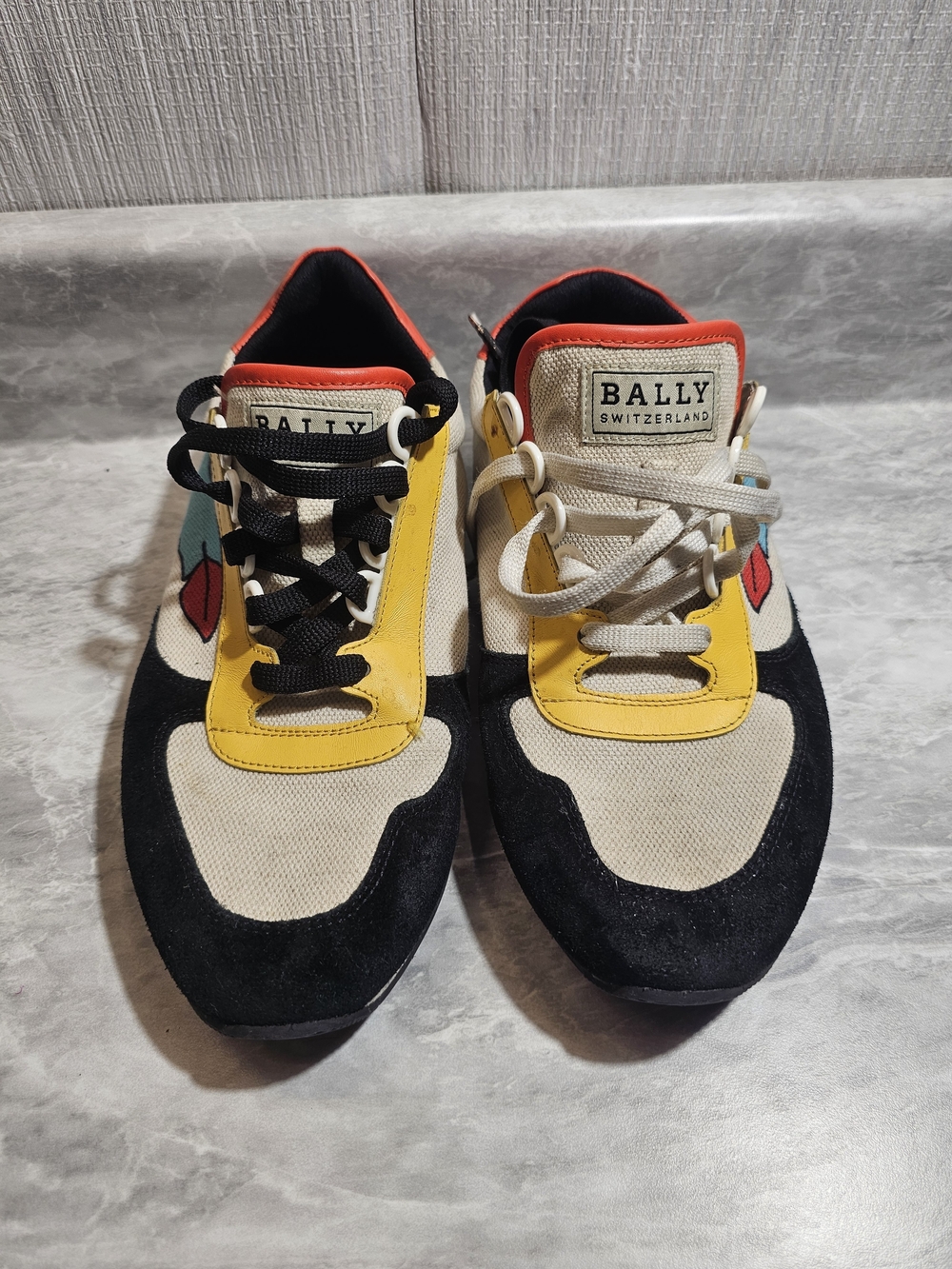 Bally Multicolor Low-Top Sneakers with Yellow, Black, Cream and Red 7D - S36